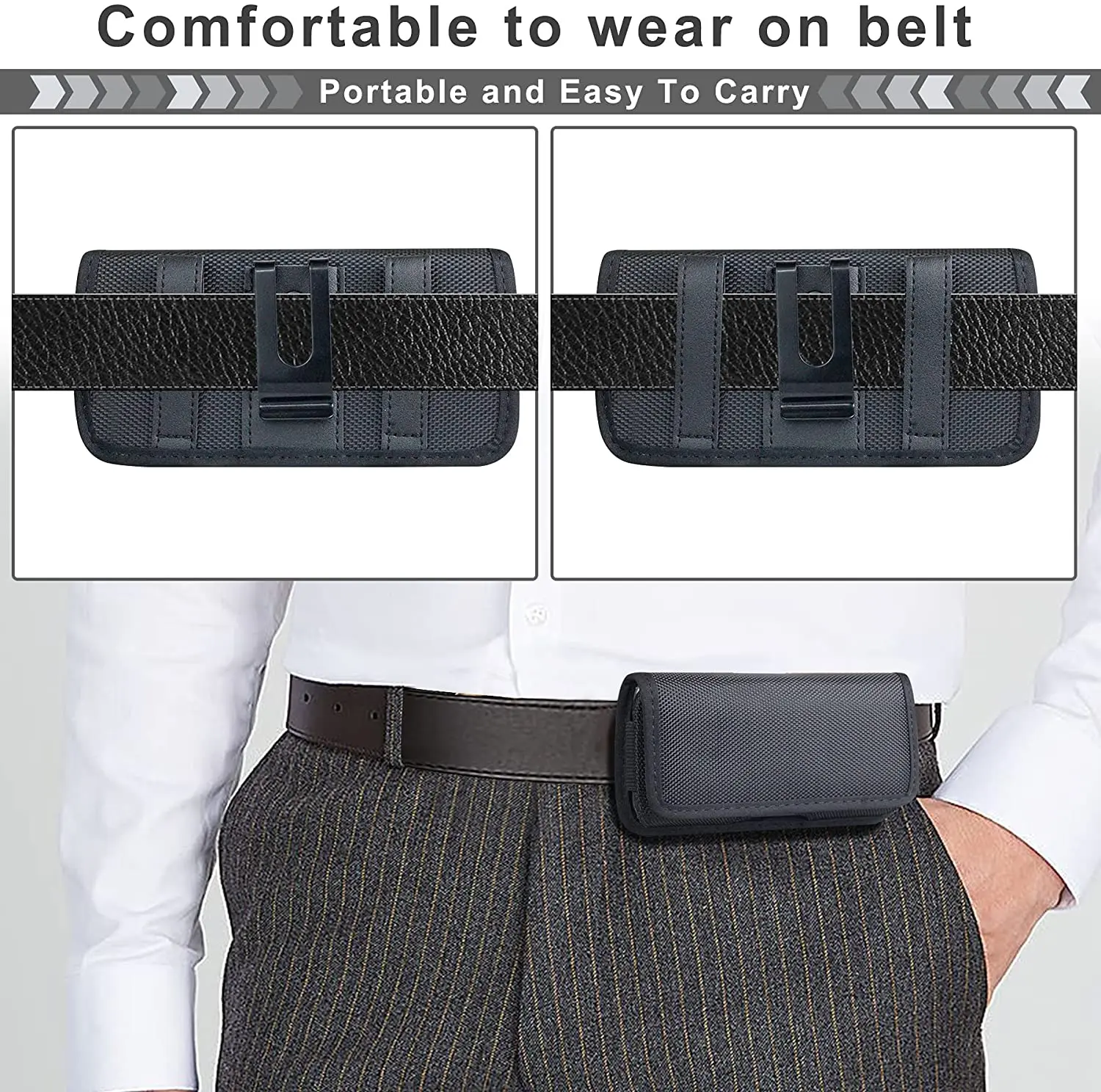 Sacoche Téléphone en Nylon Clip Ceinture Pochette 3.5 à 6.3 Pouces iPhone 13 Samsung Galaxy Xiaomi 2 Sacoche Téléphone en Nylon Clip Ceinture Pochette 3.5 à 6.3 Pouces iPhone 13 Samsung Galaxy Xiaomi – Image 2