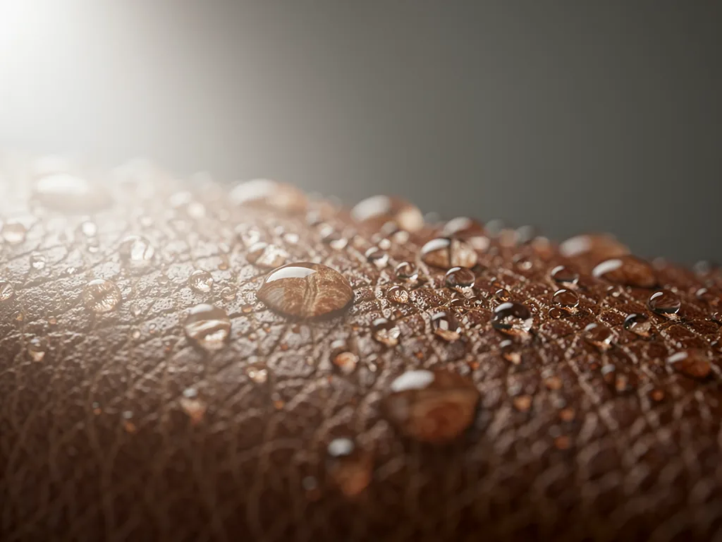 Imperméabiliser un Sac en Cuir : la Méthode qui Marche (2026) 9 gouttes d'eau perlant sur un cuir traite