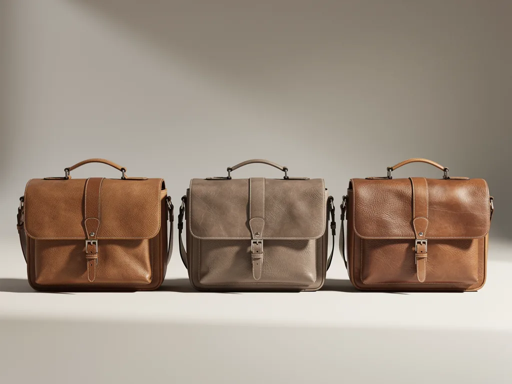 Sacoche de Marque de Luxe : Reconnaître la Vraie Qualité (2026) 8 sacoches en cuir alignees, textures visibles