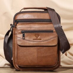Sacoche Cuir Homme Grande Capacité, 30 cm et Trois Coloris, vue principale