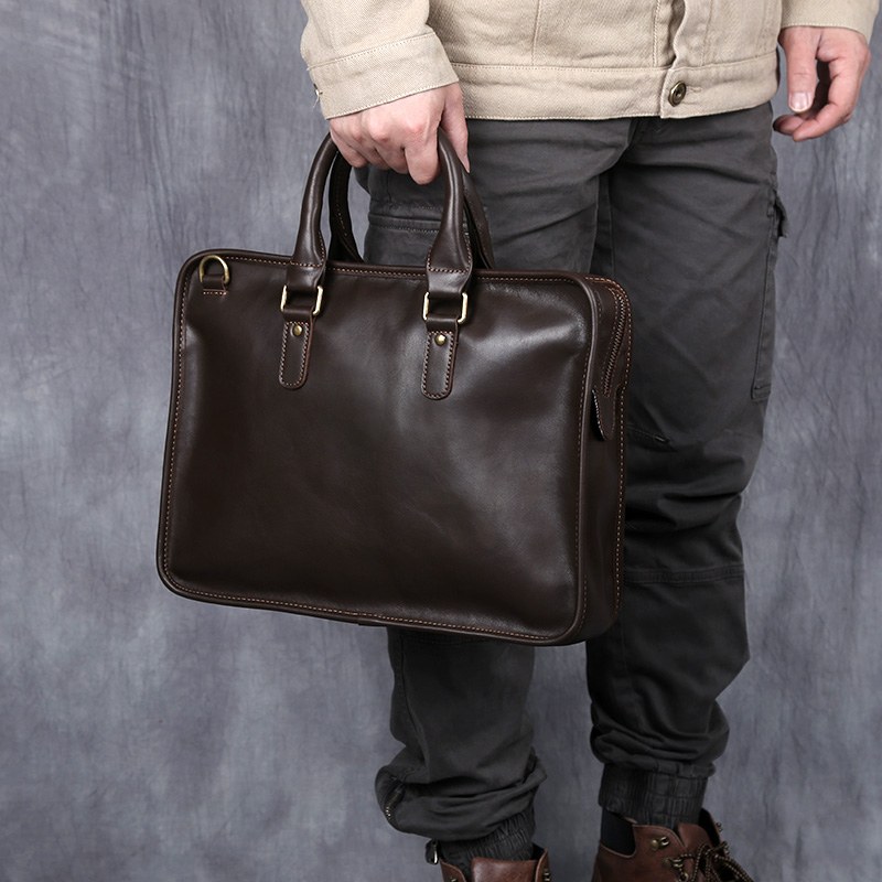 Sacoche Cuir Homme Ordinateur 14 Pouces, Vachette Pleine Fleur 3 Sacoche Cuir Homme Ordinateur 14 Pouces, Vachette Pleine Fleur, porte a l'epaule