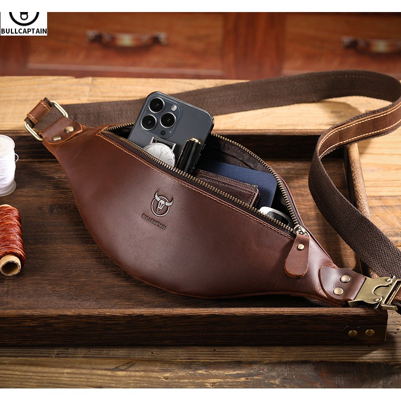 Sacoche Ceinture Cuir Homme Crazy Horse, Portée Taille ou Buste 3 Borsello da Cintura in Pelle Uomo Crazy Horse, da Indossare in Vita o sul Busto - immagine 3