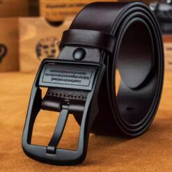 Ceinture Homme à Boucle Ardillon, Cuir PU Noir ou Café