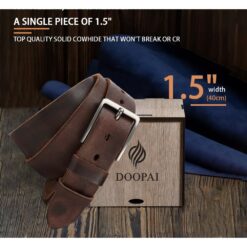 Ceinture Homme en Cuir de Vache, Boucle Ardillon Acier Brossé