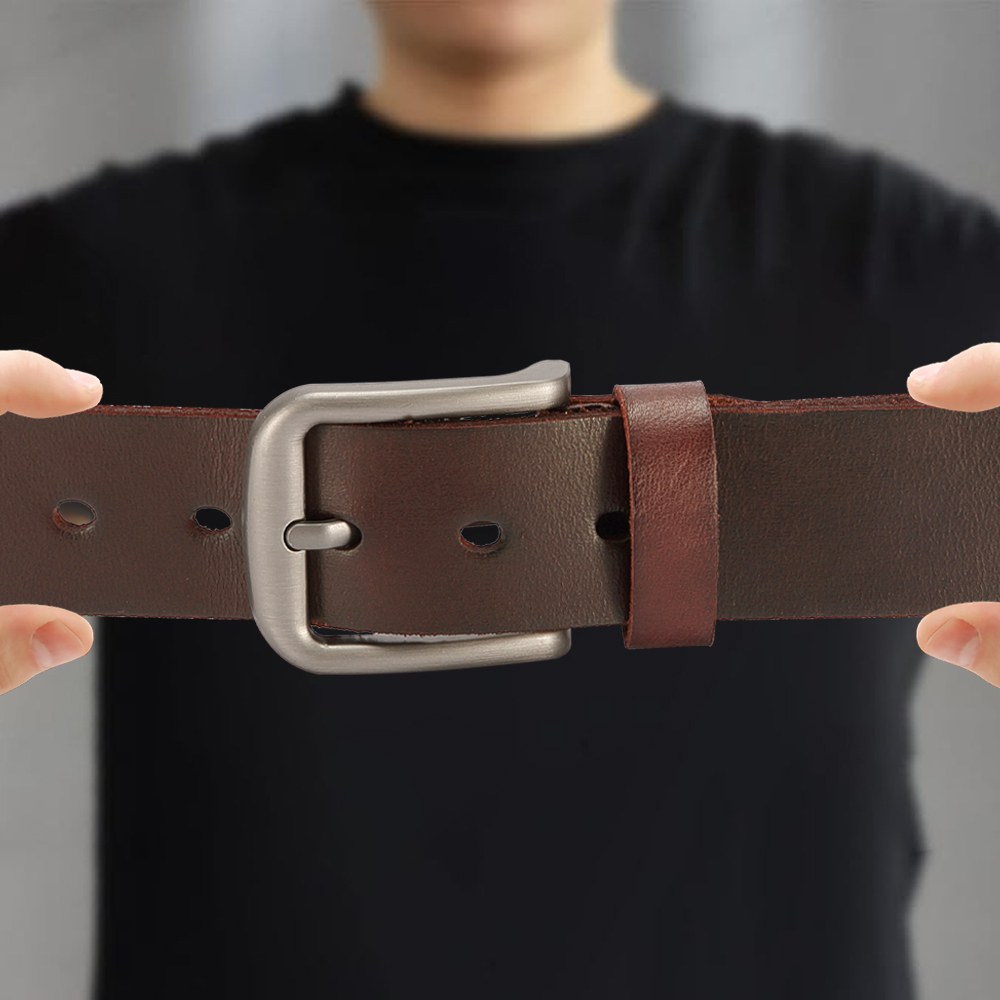 Ceinture Homme en Cuir de Vache, Boucle Ardillon Acier Brossé 3 Ceinture Homme en Cuir de Vache, Boucle Ardillon Acier Brossé – Image 3