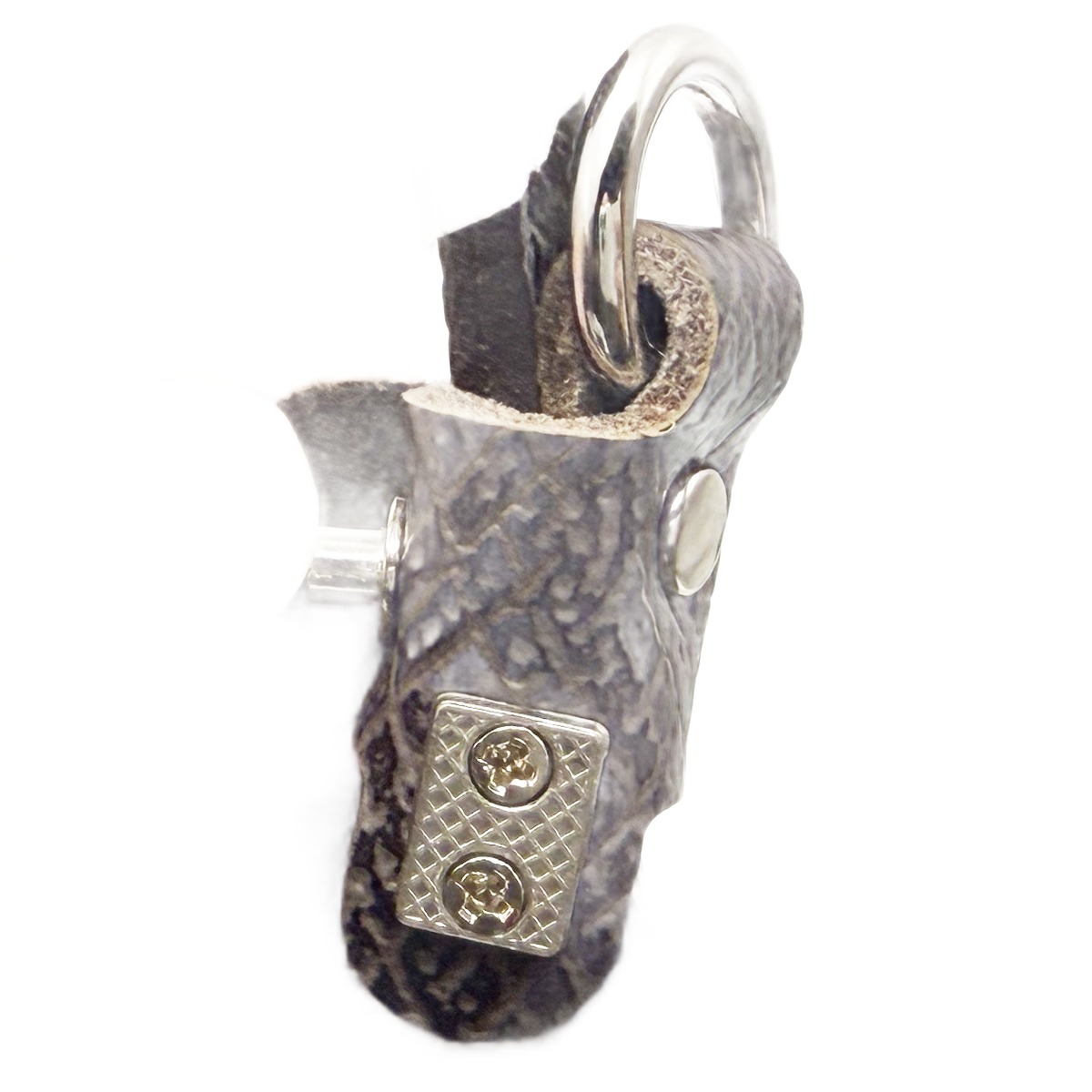 Bandouliere cuir pour sac a poignee courte, sans percage 2 Bandouliere cuir pour sac a poignee courte, sans percage, vue de trois quarts