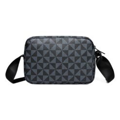 Besace cuir homme a large sangle et motif carreaux, vue principale