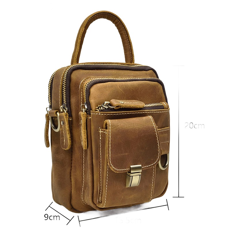 Besace cuir homme en vachette a double fermeture 3 Besace cuir homme en vachette a double fermeture, vue de face