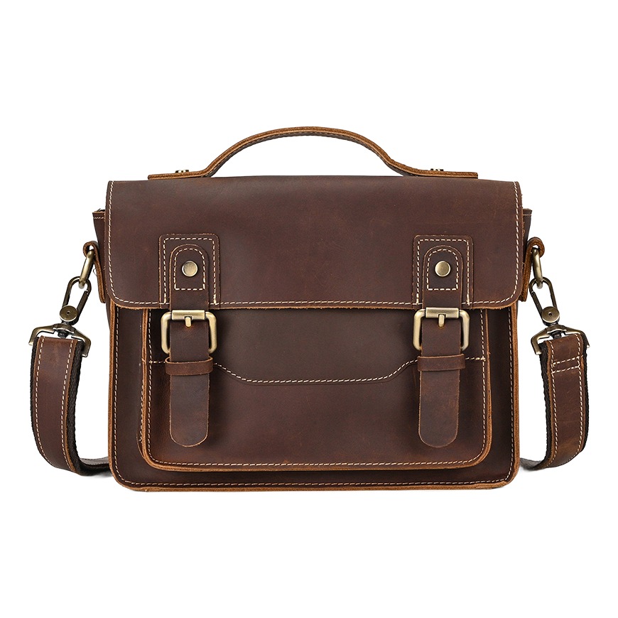 Besace cuir homme petit format en cuir cire 1 Besace cuir homme petit format en cuir cire, vue principale