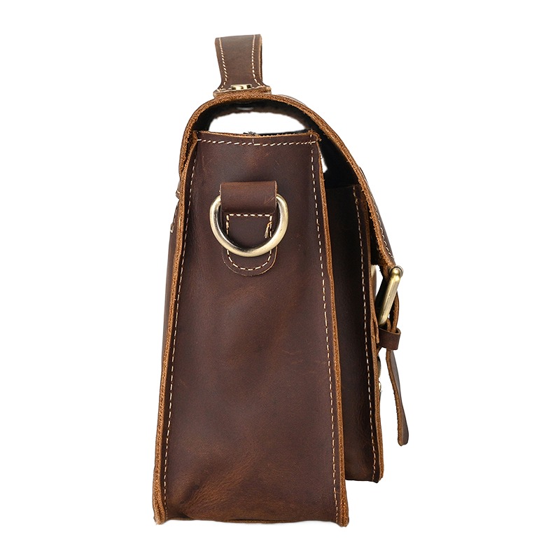 Besace cuir homme petit format en cuir cire 5 Besace cuir homme petit format en cuir cire, vue arriere