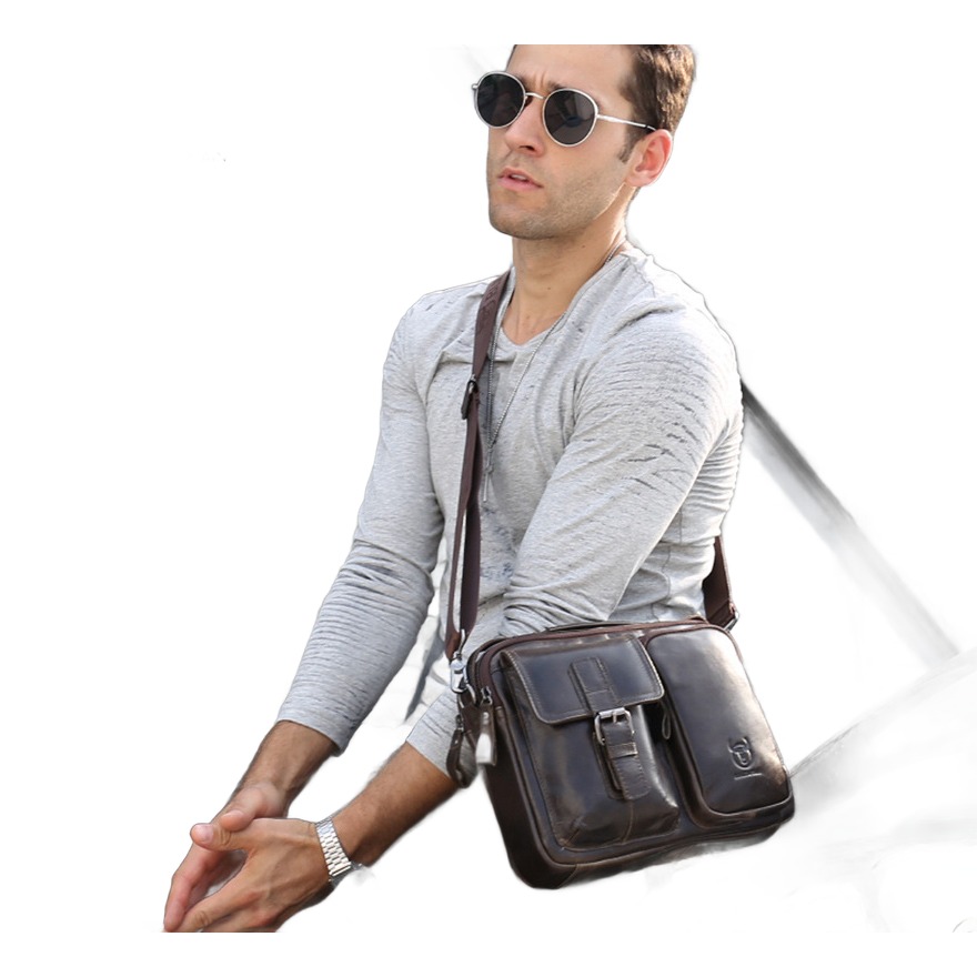 Besace cuir homme porte-documents à rabat et poignée 1 Besace cuir homme porte-documents à rabat et poignée, vue principale
