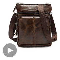 Besace cuir homme vintage a rabat resistante a l'eau, vue principale