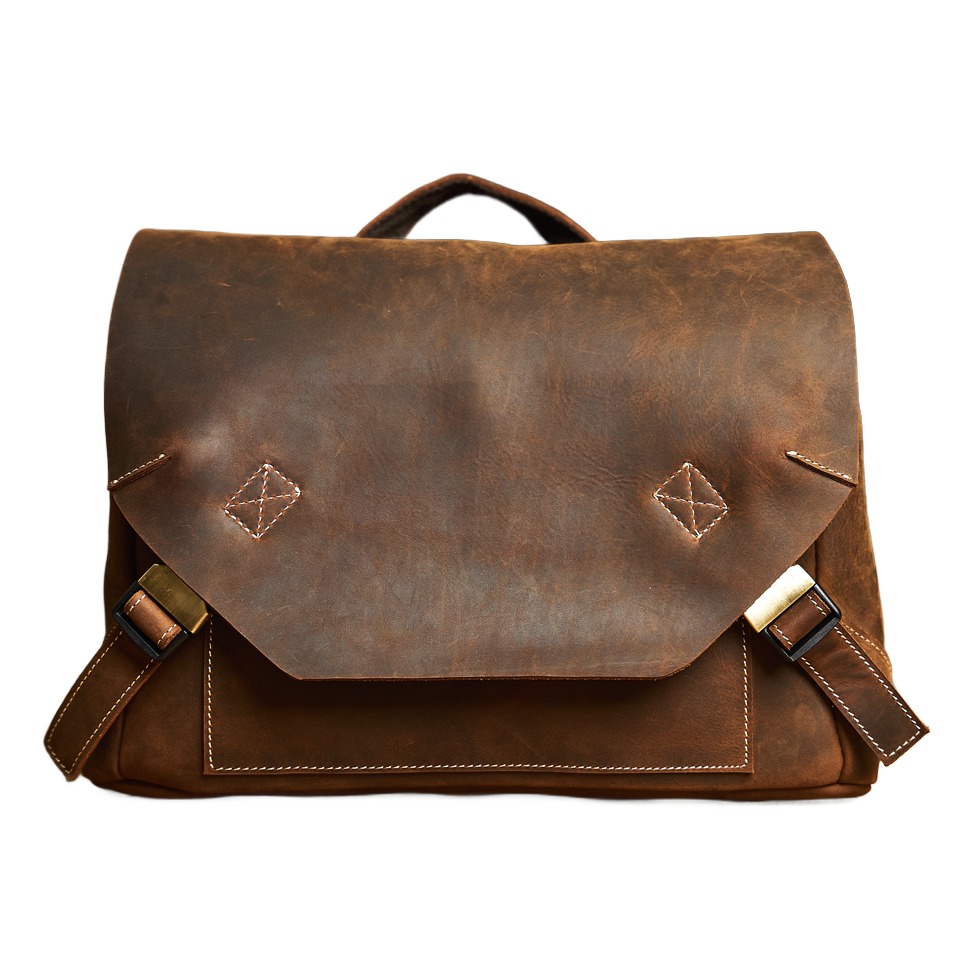Besace cuir homme vintage en cuir véritable, café, 30 cm 1 Besace cuir homme vintage en cuir véritable, café, 30 cm, vue principale