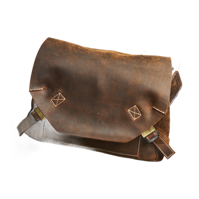 Besace cuir homme vintage en cuir véritable, café, 30 cm 4 Besace cuir homme vintage en cuir véritable, café, 30 cm, detail