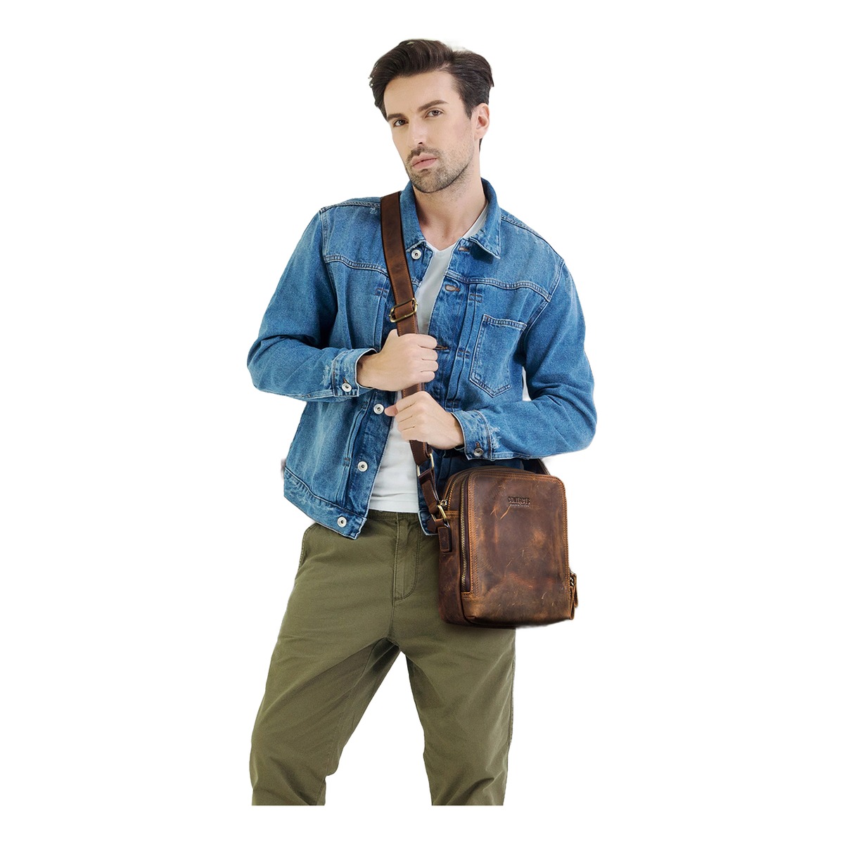 Besace cuir homme vintage pour tablette 8 pouces 6 Besace cuir homme vintage pour tablette 8 pouces, vue de profil