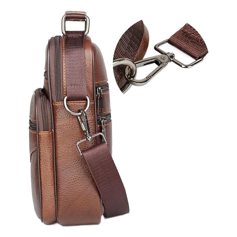 Besace homme en cuir froncé, trois coloris 3 Besace homme en cuir froncé, cinq finitions, vue de face