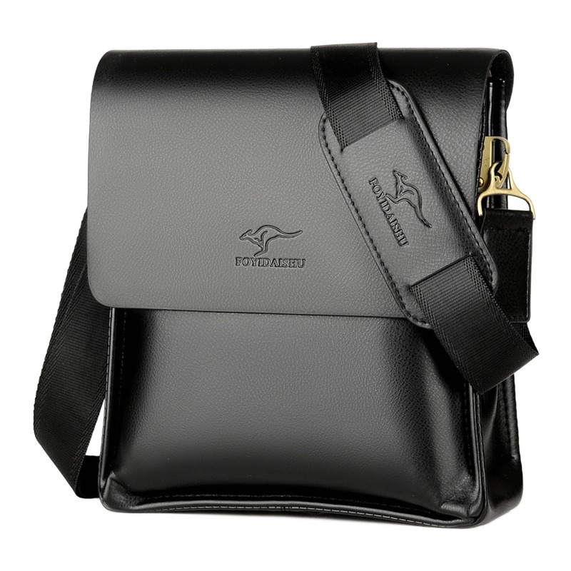 Besace homme en cuir PU compacte et sobre 3 Besace homme en cuir PU compacte et sobre, vue de face
