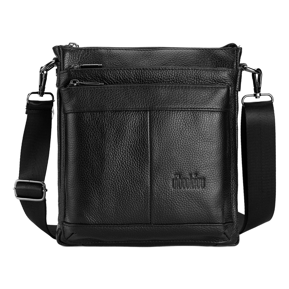 Besace homme en cuir véritable, forme boîte 1 Besace homme en cuir véritable, forme boîte, vue principale