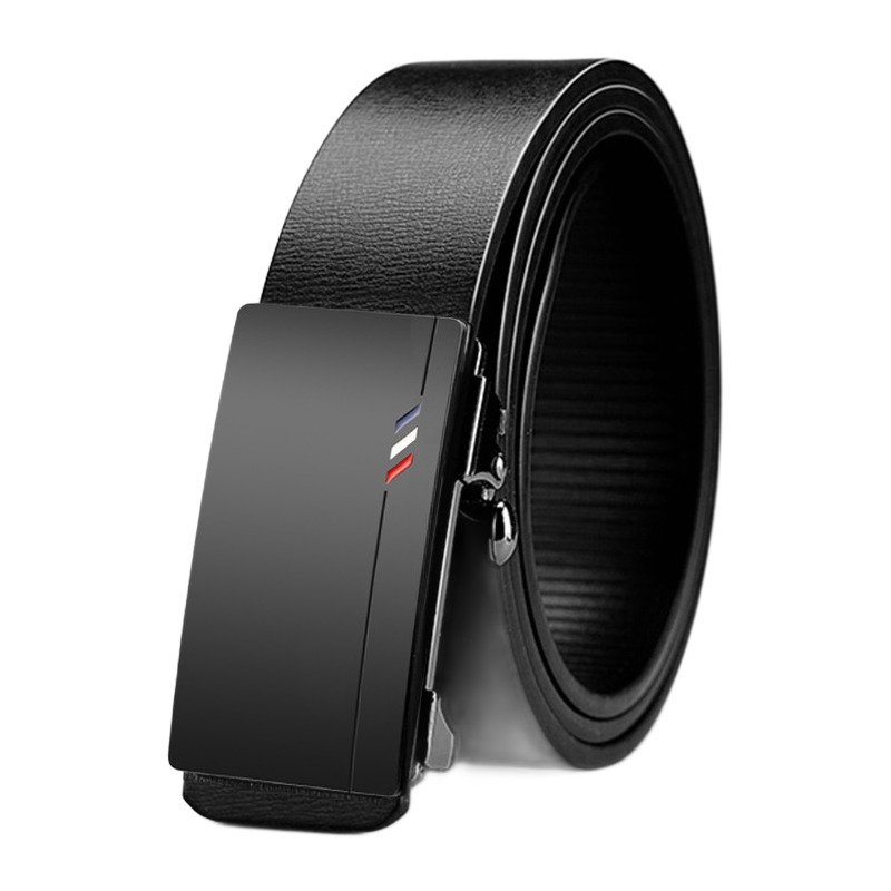 Ceinture automatique homme noire en cuir PU, boucle sans ardillon 1 Ceinture automatique homme noire en cuir PU, boucle sans ardillon, vue principale