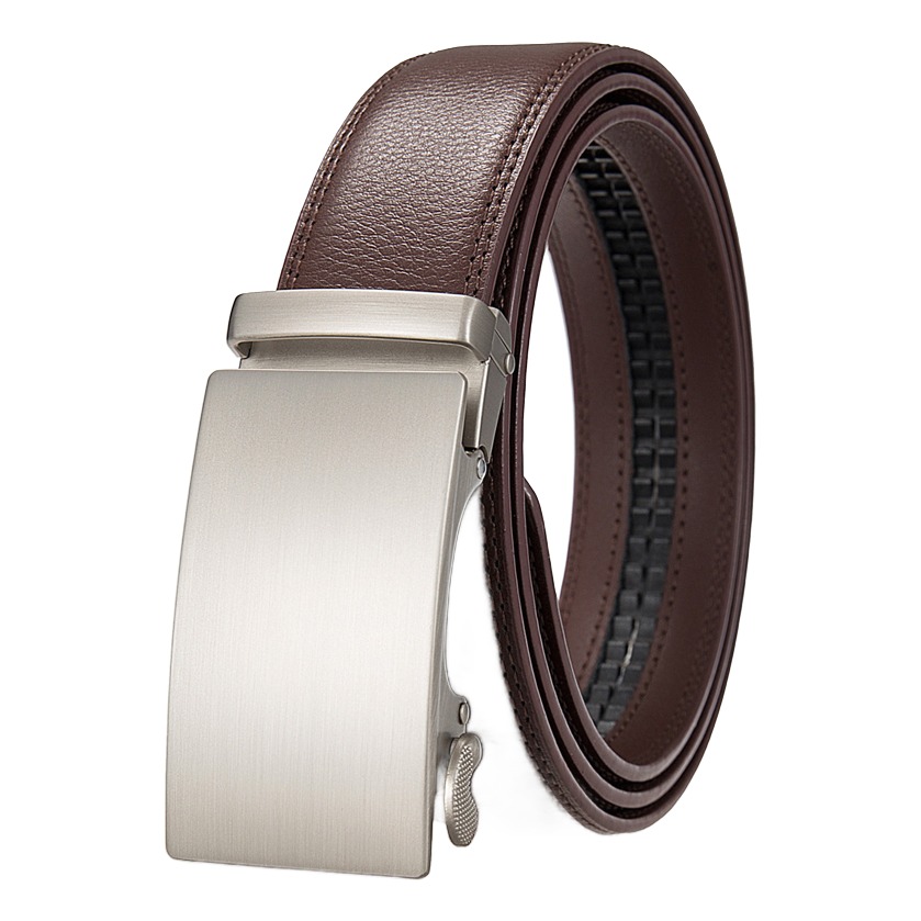 Ceinture cuir homme à boucle automatique, sangle recoupable 2 Ceinture cuir homme à boucle automatique, sangle recoupable, vue de trois quarts