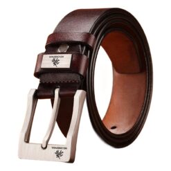 Ceinture cuir homme en croûte, boucle jean de 3,8 cm, vue principale