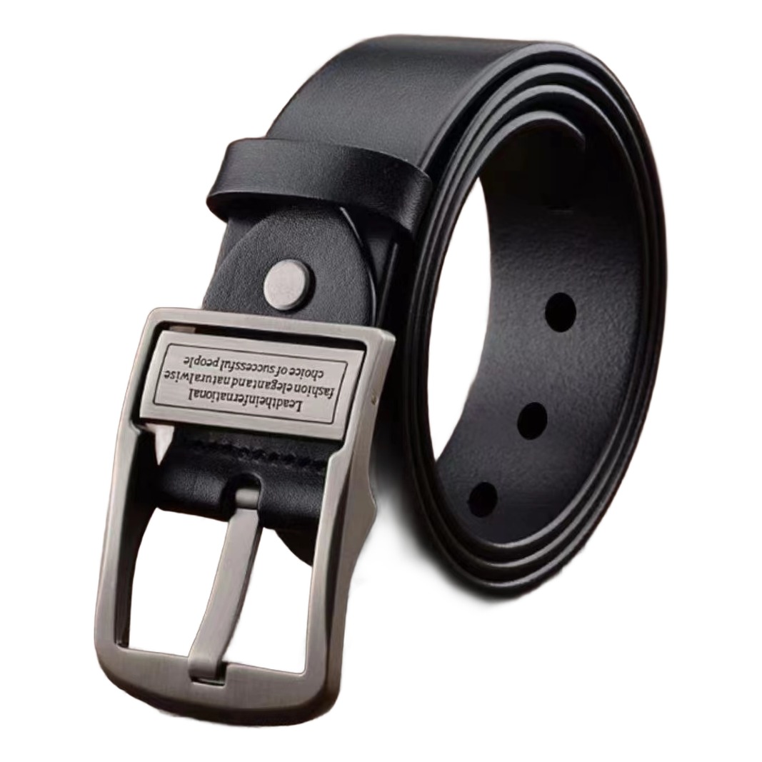 Ceinture cuir homme en vachette, boucle ardillon de 3,8 cm 3 Ceinture cuir homme en vachette, boucle ardillon de 3,8 cm, vue de face