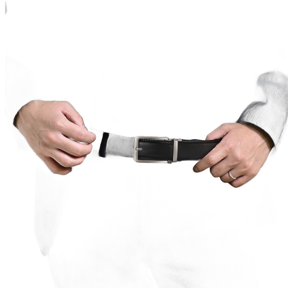 Ceinture cuir homme grande taille, 3,5 cm jusqu'à 170 cm 5 Ceinture cuir homme grande taille, 3,5 cm jusqu'à 170 cm, vue arriere
