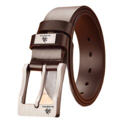 Ceinture cuir homme noire ou café, largeur 3,8 cm, vue de trois quarts