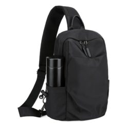 Grande sacoche poitrine homme en toile Oxford, poche bouteille, vue principale
