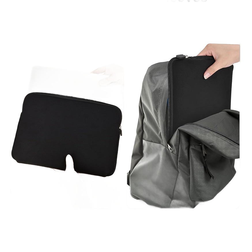 Housse ordinateur portable noire rembourrée, de 11 à 15,6 pouces 2 Housse ordinateur portable noire rembourrée, de 11 à 15,6 pouces, vue de trois quarts