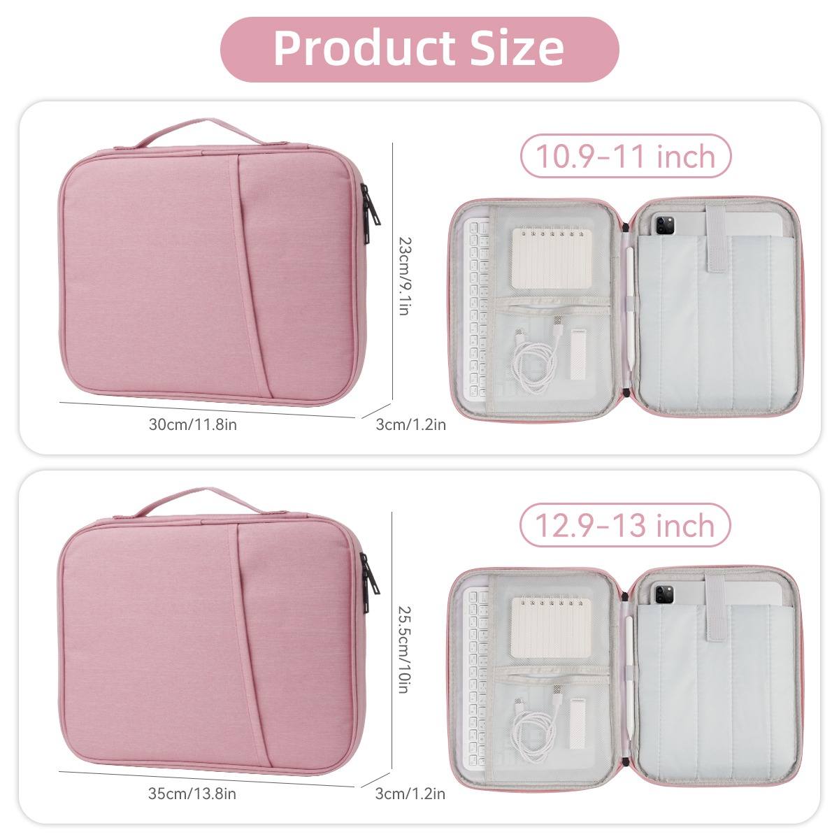 Housse ordinateur portable rembourrée en nylon, 11 ou 13 pouces 3 Housse ordinateur portable rembourrée en nylon, 11 ou 13 pouces, vue de face