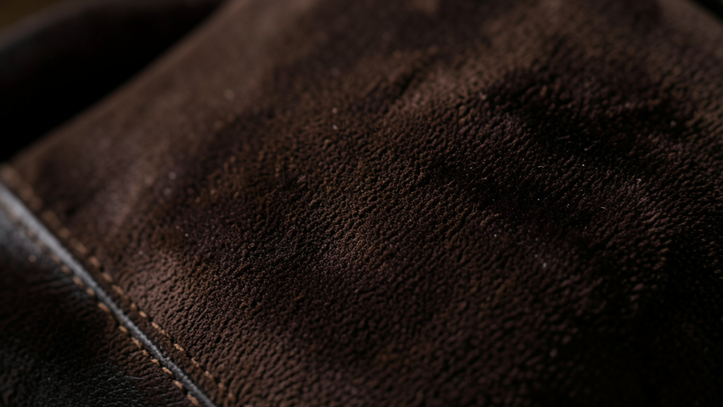 Nubuck : ce que c'est, et en quoi il diffère du daim 3 Nubuck brun d'une sacoche homme, poil ras vu de près