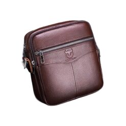 Pochette homme à rabat en cuir lisse avec poche zippée, vue principale