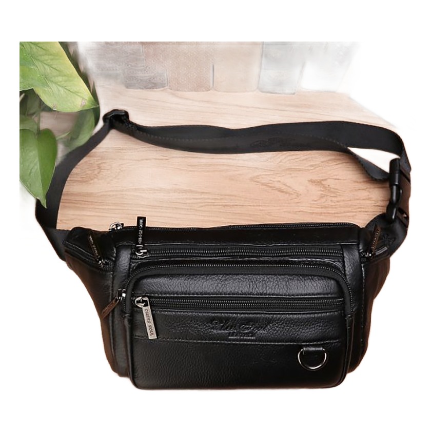 Pochette homme de hanche en cuir de vachette à boucle 5 Pochette homme de hanche en cuir de vachette à boucle, vue arriere