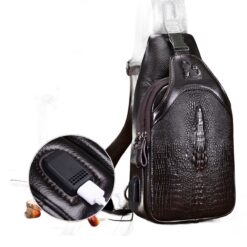 Pochette homme de poitrine à grain relief avec port USB, vue principale