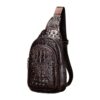 Pochette homme de poitrine en cuir à grain façon crocodile, vue principale