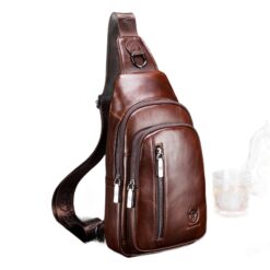 Pochette homme de poitrine en cuir pour sortie et loisirs, vue principale