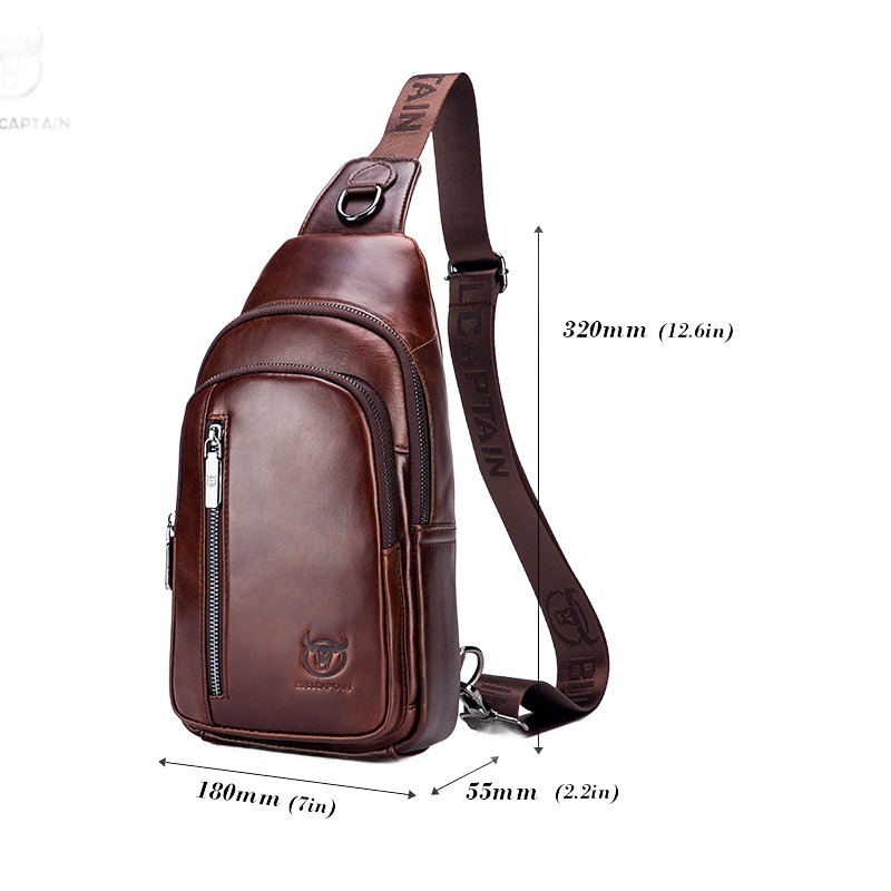 Pochette homme de poitrine en cuir pour sortie et loisirs 3 Pochette homme de poitrine en cuir pour sortie et loisirs, vue de face