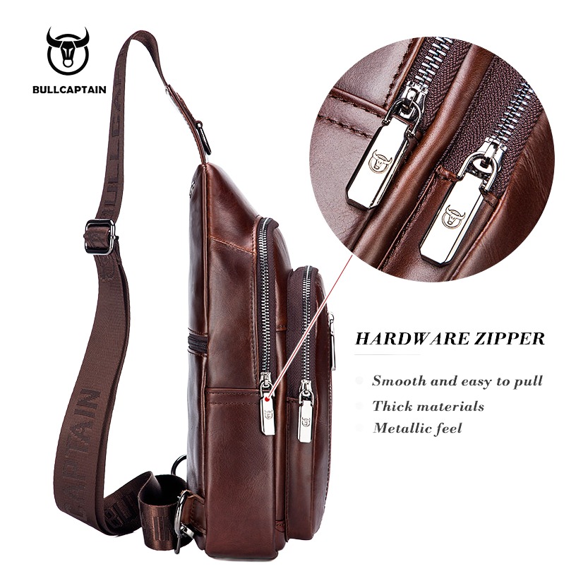 Pochette homme de poitrine en cuir pour sortie et loisirs 4 Pochette homme de poitrine en cuir pour sortie et loisirs, detail