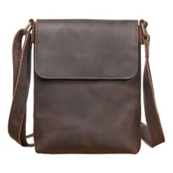 Pochette homme en cuir crazy horse à rabat, vue principale
