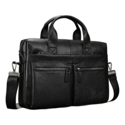 Pochette homme en cuir de vache, poignée et dragonne, vue principale