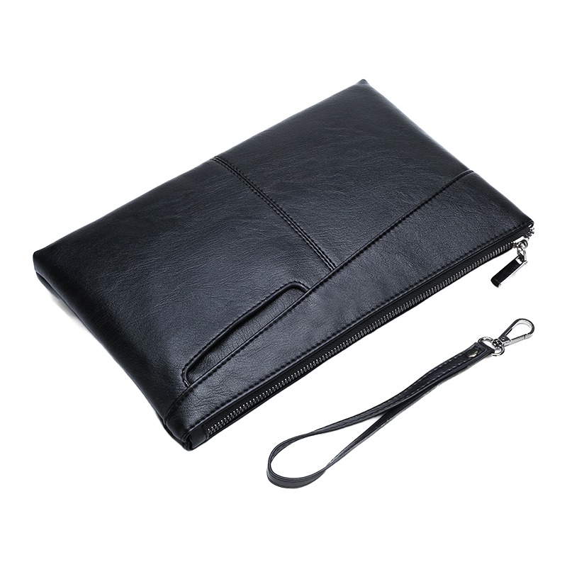 Pochette homme en cuir de vachette, deux tailles, fermeture éclair 1 Pochette homme en cuir de vachette, deux tailles, fermeture éclair, vue principale