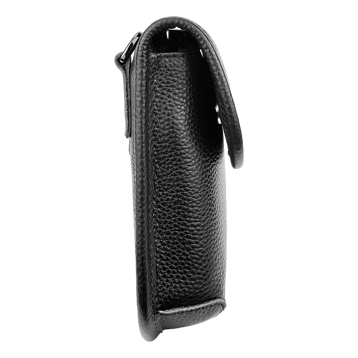 Pochette homme en cuir noir, dragonne et bandoulière 5 Pochette homme en cuir noir, dragonne et bandoulière, vue arriere