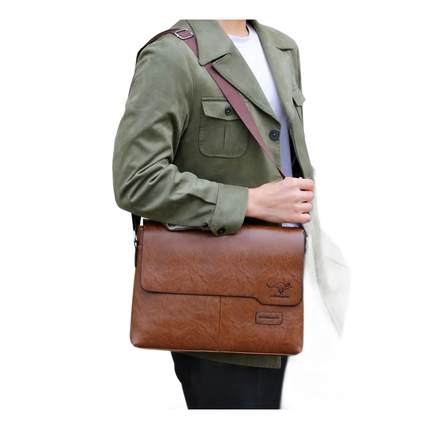 Pochette homme en cuir PU avec compartiment tablette 3 Pochette homme en cuir PU avec compartiment tablette, vue de face