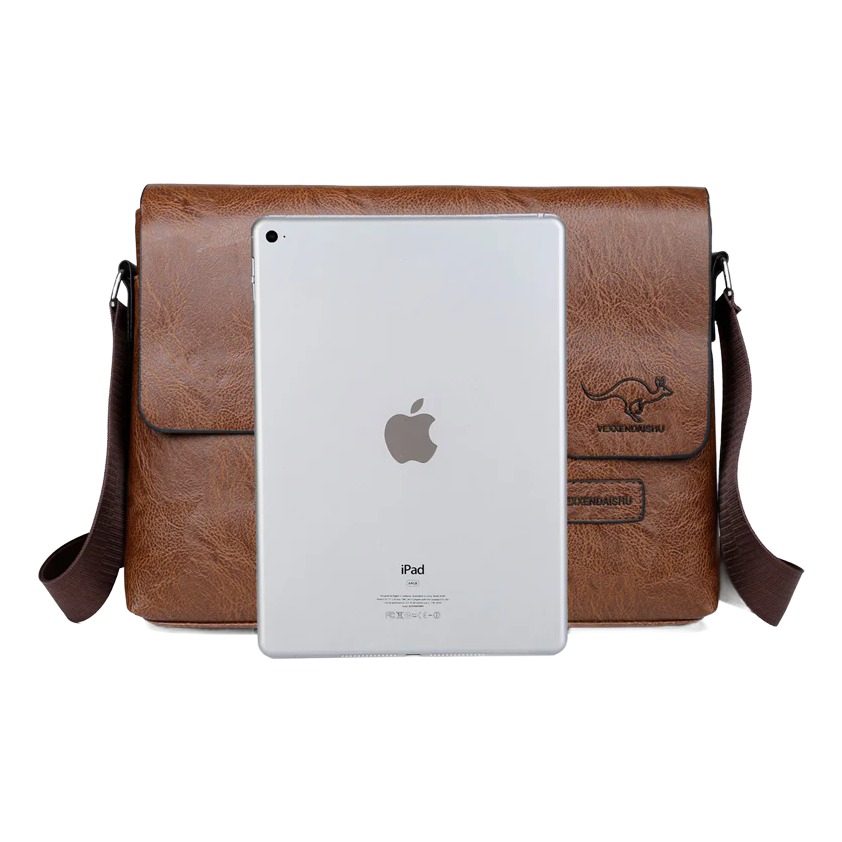 Pochette homme en cuir PU avec compartiment tablette 6 Pochette homme en cuir PU avec compartiment tablette, vue de profil