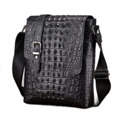 Pochette homme en cuir véritable à grain crocodile, vue principale