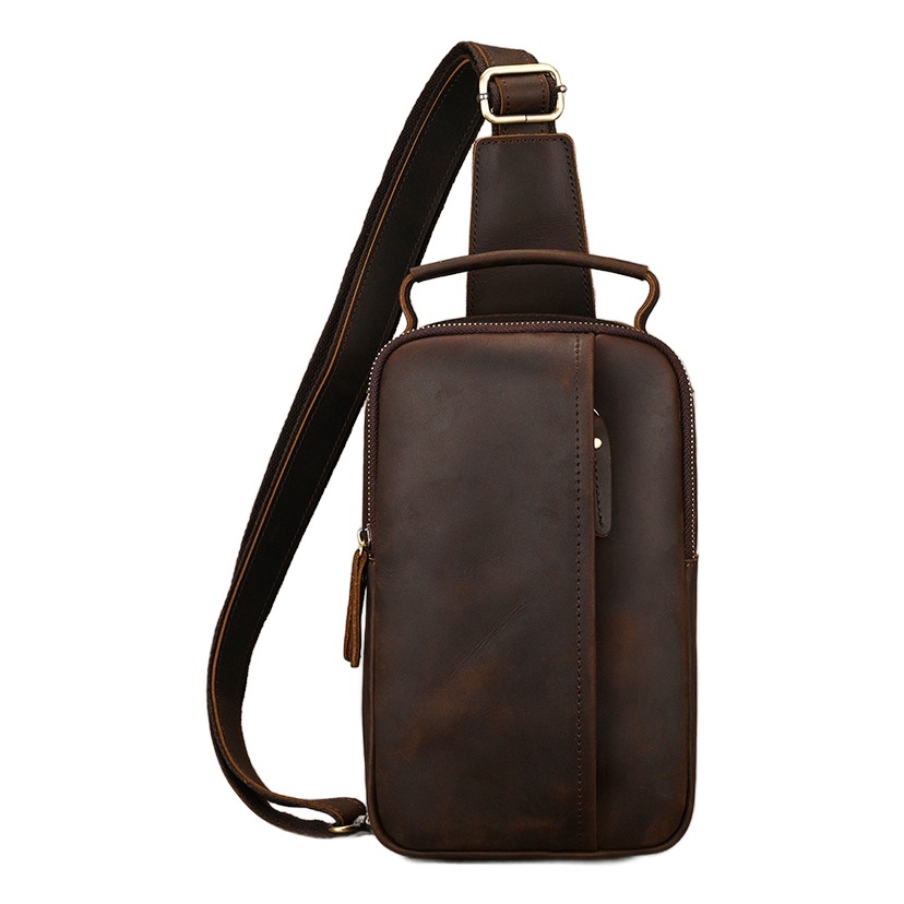 Pochette homme en cuir véritable à rabat, poche téléphone 2 Pochette homme en cuir véritable à rabat, poche téléphone, vue de trois quarts