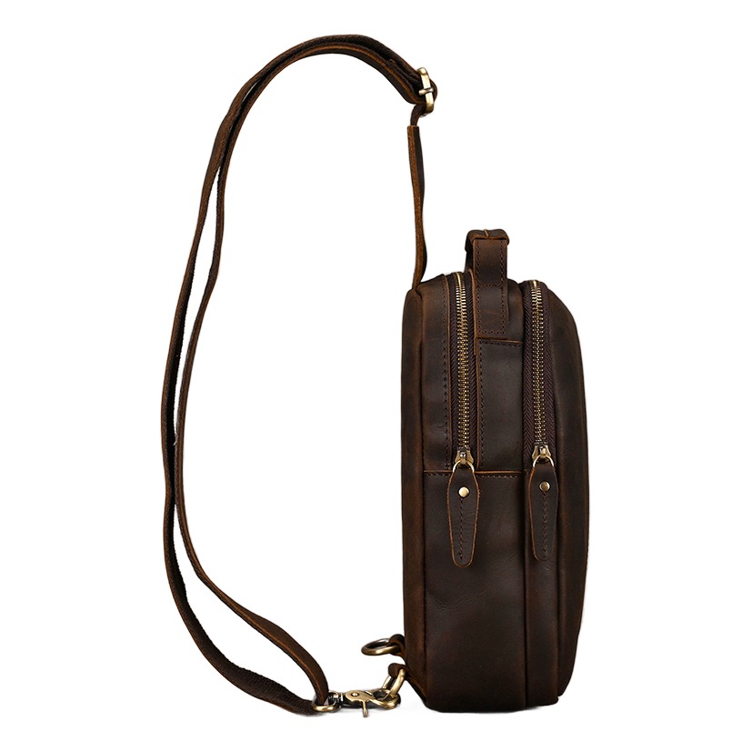 Pochette homme en cuir véritable à rabat, poche téléphone 3 Pochette homme en cuir véritable à rabat, poche téléphone, vue de face