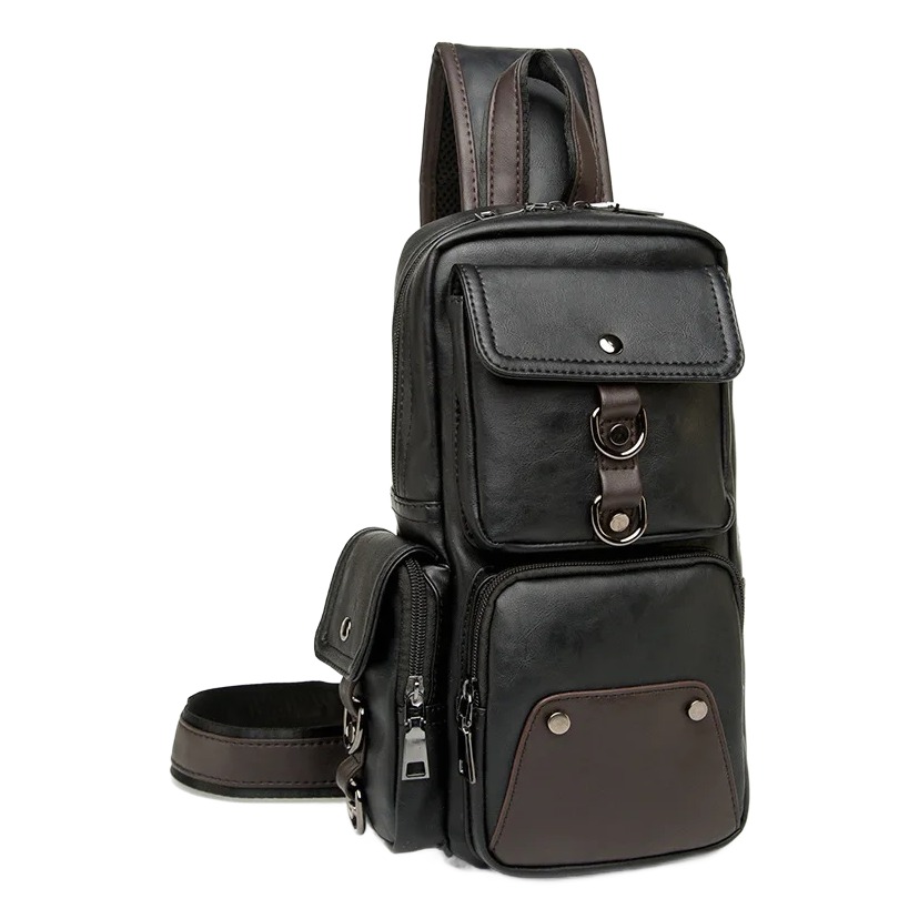 Pochette homme imperméable en cuir PU pour la pluie 2 Pochette homme imperméable en cuir PU pour la pluie, vue de trois quarts