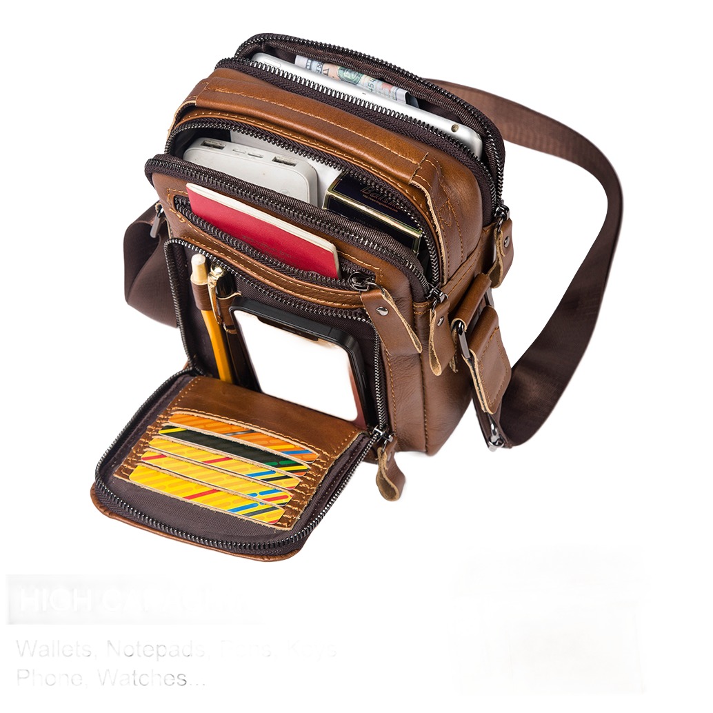 Pochette homme messager en cuir pour le travail et le voyage 1 Pochette homme messager en cuir pour le travail et le voyage, vue principale
